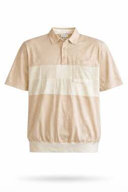 Vintage Alan Alexxus Exclusive Beige Color-Block Knit Polo Shirt Large